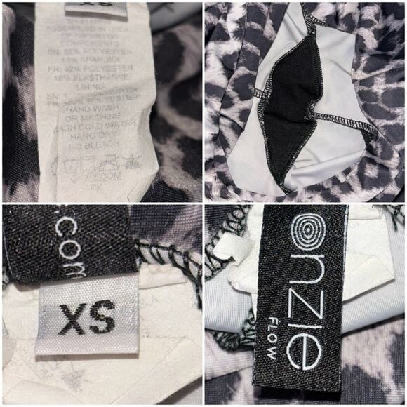 Onzie leggings Woman's size XS Leopard Print Mesh Panel Hot Yoga Black/white - Picture 3 of 16